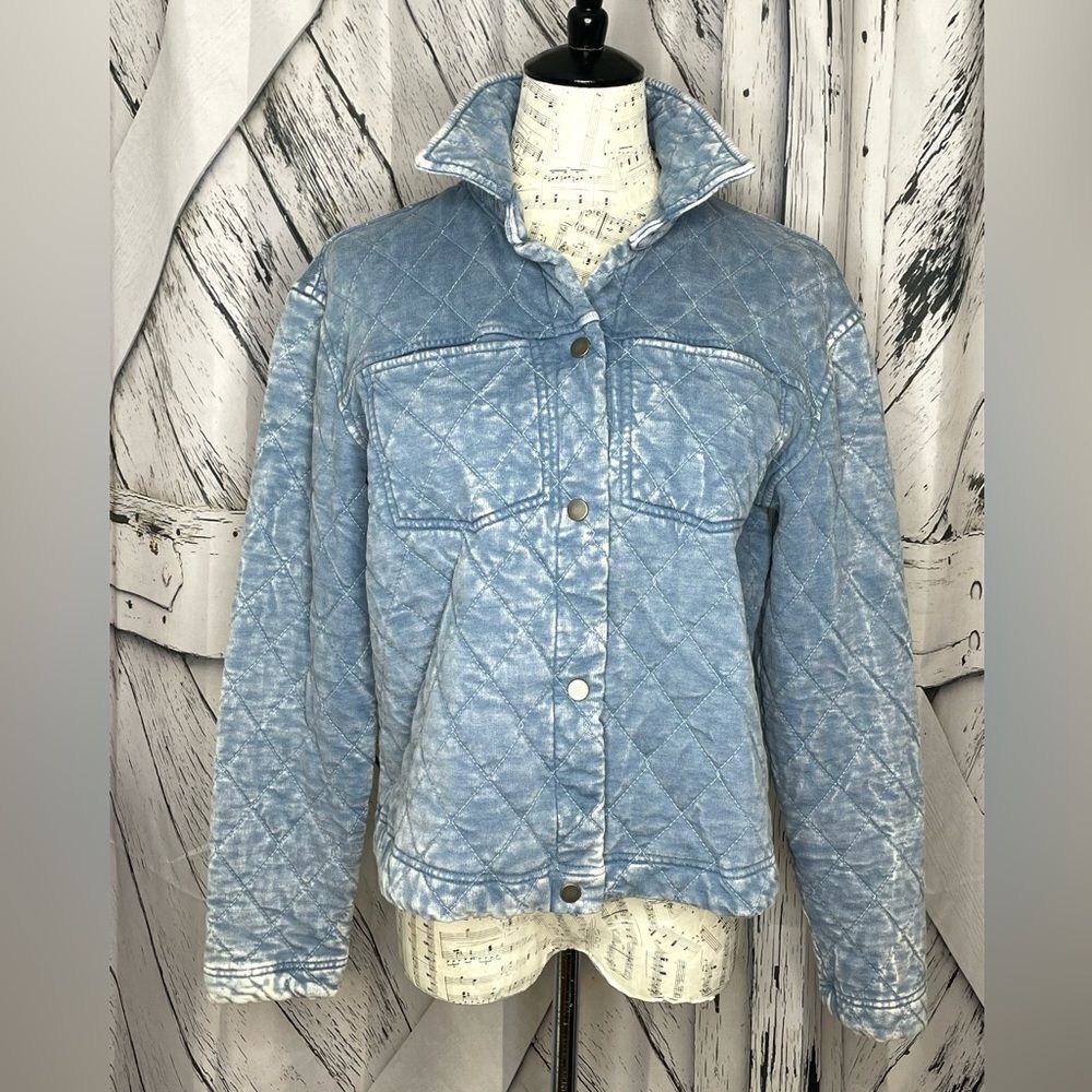 Jane + Delancey Quilted Jacket Distressed Blue S